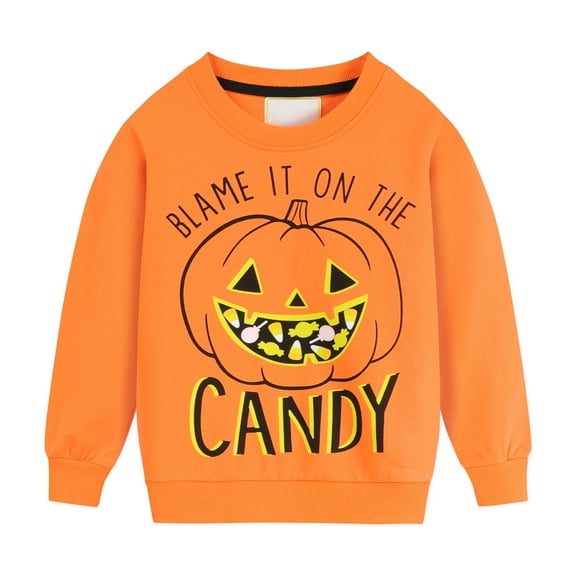 POPTEM Toddler Pumpkins Sweatshirt Halloween Shirts for Kids Long Sleeve Orange 3T