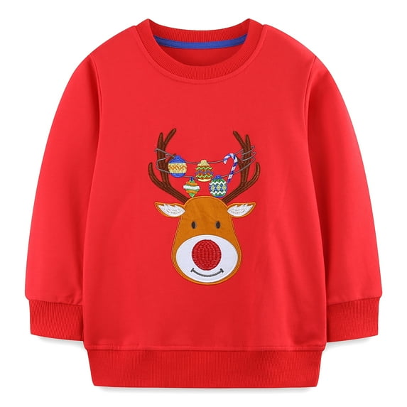 POPTEM Toddler Sweatshirt Boys Girls Christmas Clothes Crewneck Santa Graphic Long Sleeve Shirt 5T