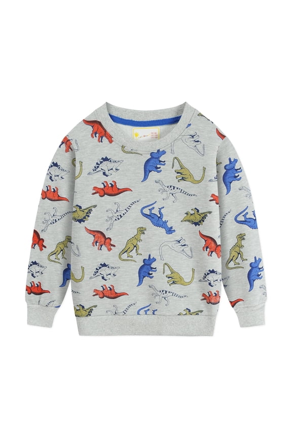 Toddler Sweatshirt Boys Long Sleeves Top Dinosaur Cotton Crewneck Pullover 2T