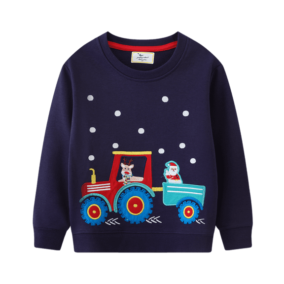 POPTEM Toddler Sweatshirt Christmas Clothes Crewneck Santa Graphic Long Sleeve Shirt 5T