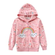 POPTEM Girls Zip-up Hoodie Unicorn Hooded Sweatshirts Outwear Jacket Girl Clothes Pink 6T