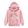 thumbnail image 1 of POPTEM Toddler Sweatshirt Girls Zip-up Hoodie Outwear Rainbow Graphic Jacket Pink 5T, 1 of 7