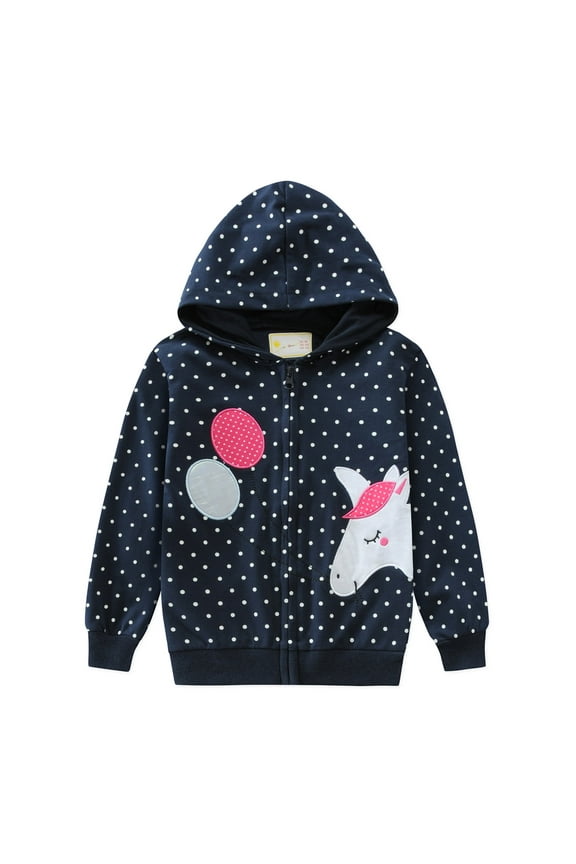 Zip up Hoodie for Toddler Girls Sweatshirts Unicorn Print Zipper Jacket Girls Clothes 5T