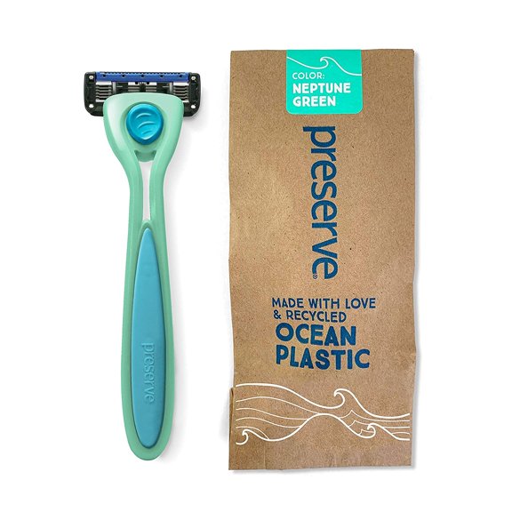 POPi Shave 5 Razor System Made with Recycled Ocean Plastic and 5-blade cartridge, Neptune Green
