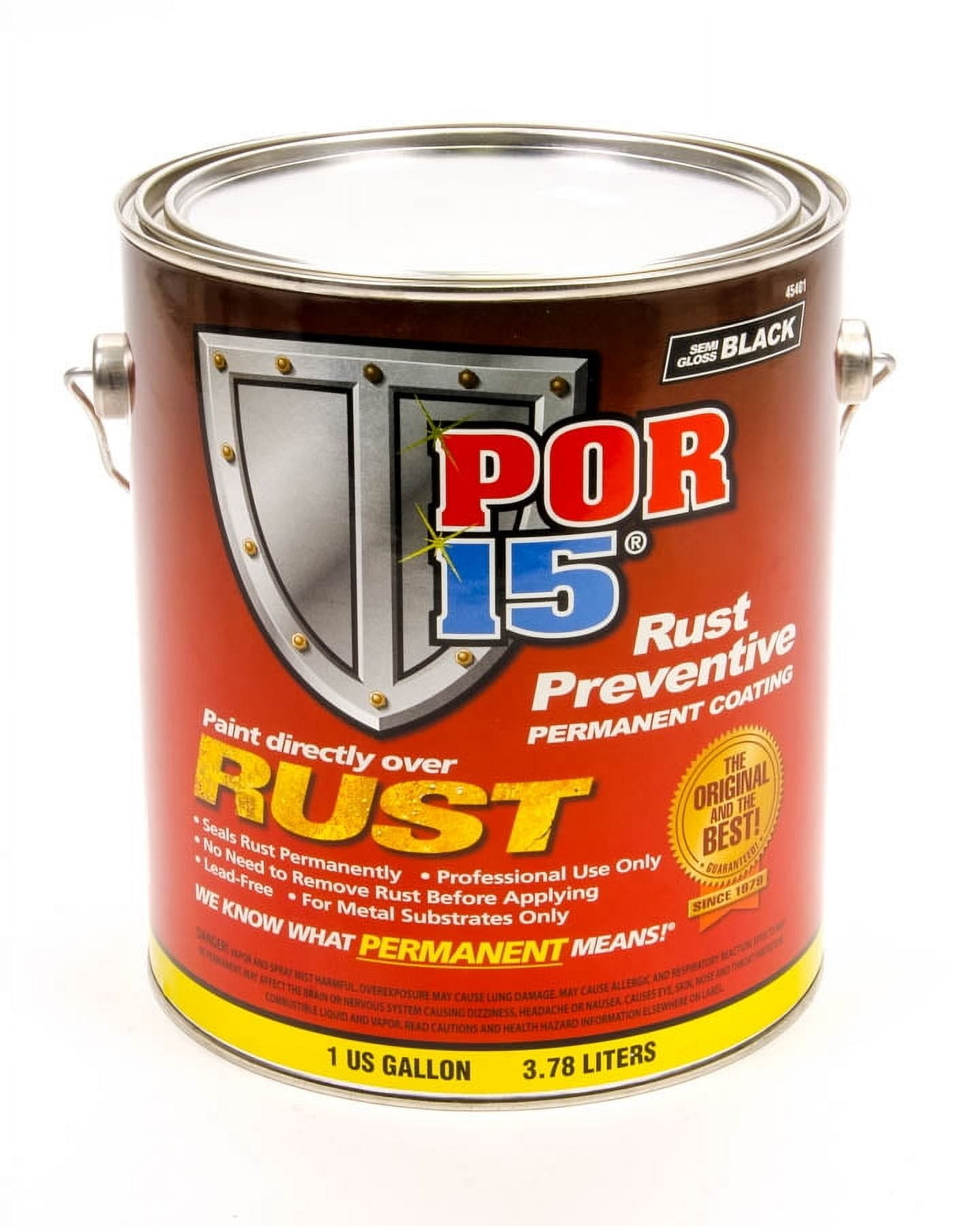 POR-15 45401 Black Urethane Auto Body Paint, Semi Gloss
