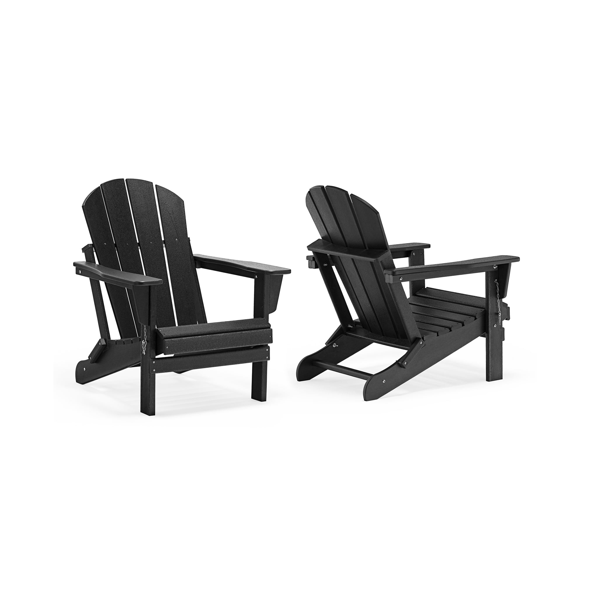 PORCHSIDE Outdoor Folding Adirondack Chair (Set of 2), Black
