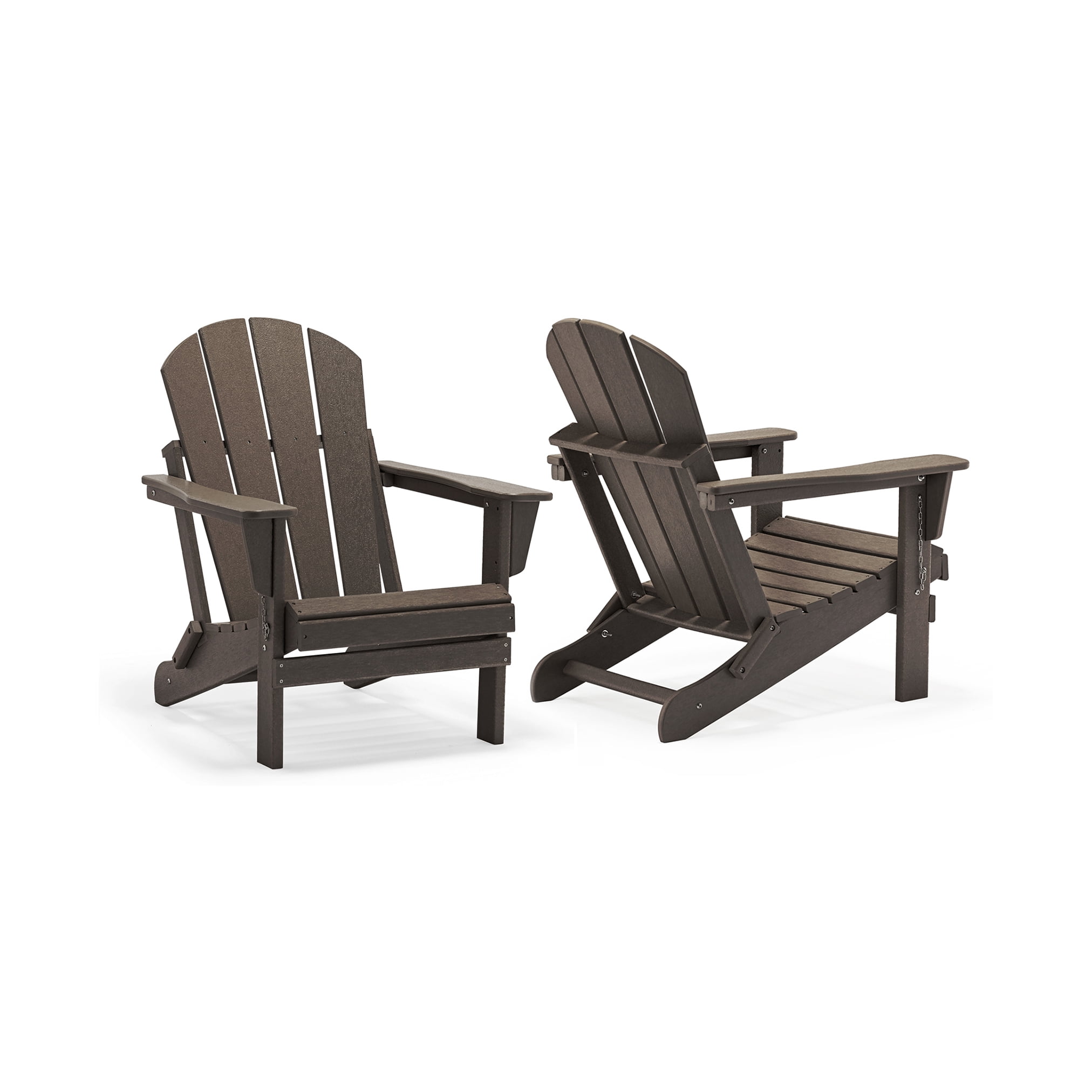PORCHSIDE Outdoor Folding Adirondack Chair (Set of 2), Dark Brown