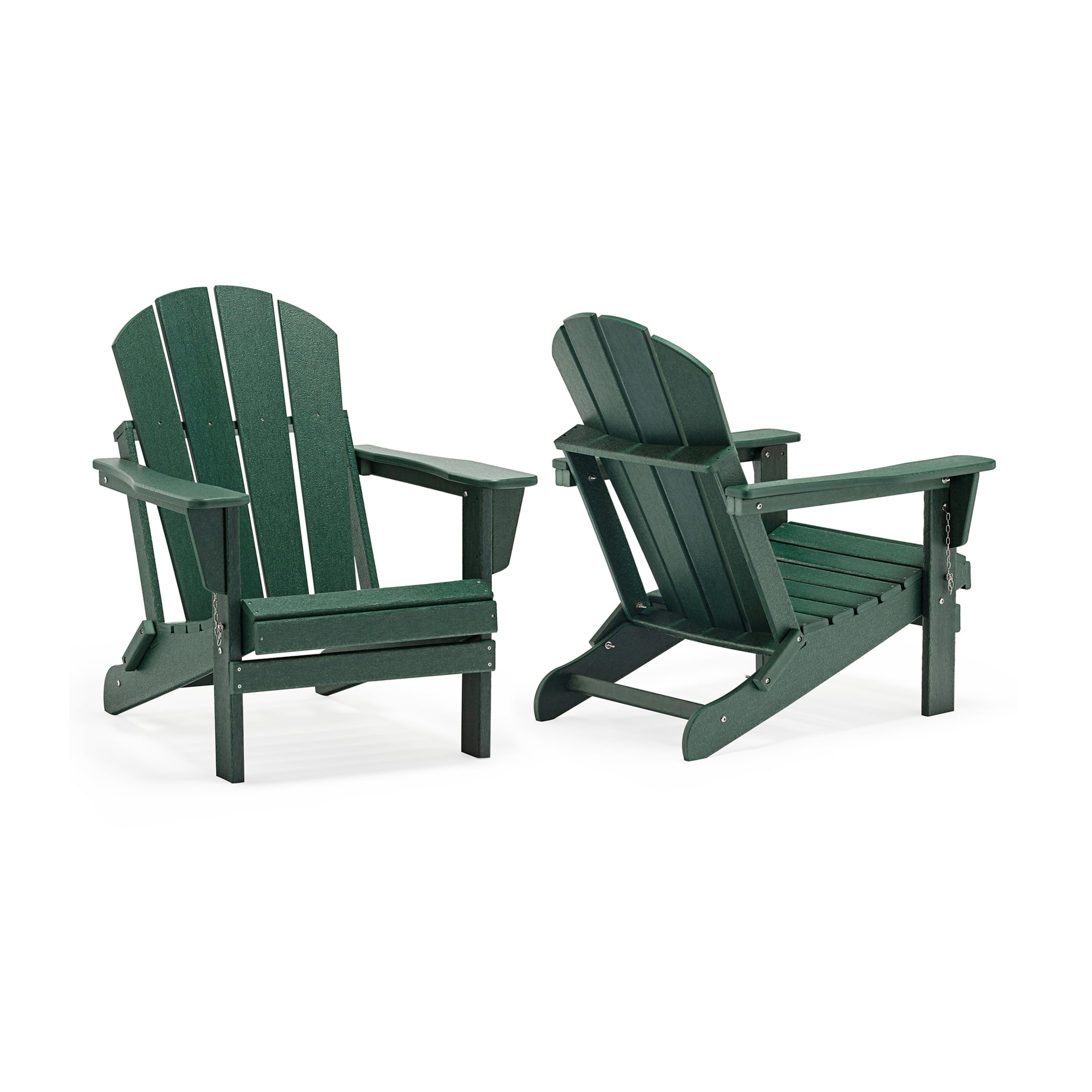 PORCHSIDE Outdoor Folding Adirondack Chair (Set of 2), Dark Green