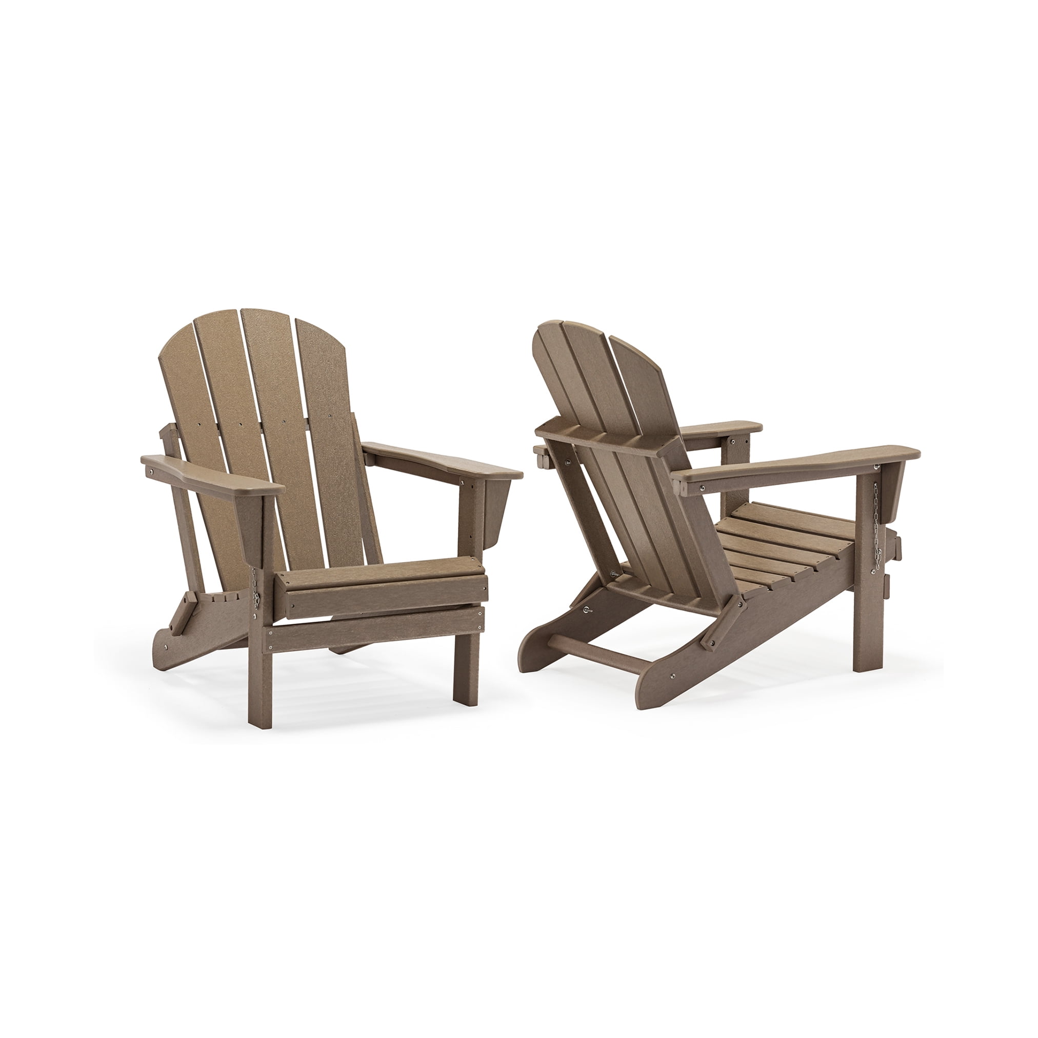 PORCHSIDE Outdoor Folding Adirondack Chair (Set of 2), Weathered Wood