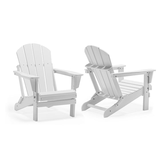 PORCHSIDE Outdoor Folding Adirondack Chair (Set of 2), White