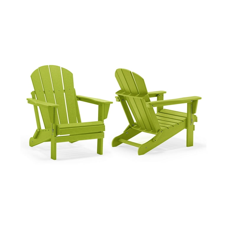 PORCHSIDE Outdoor Folding Adirondack Chair Set of 2 for Garden Lime
