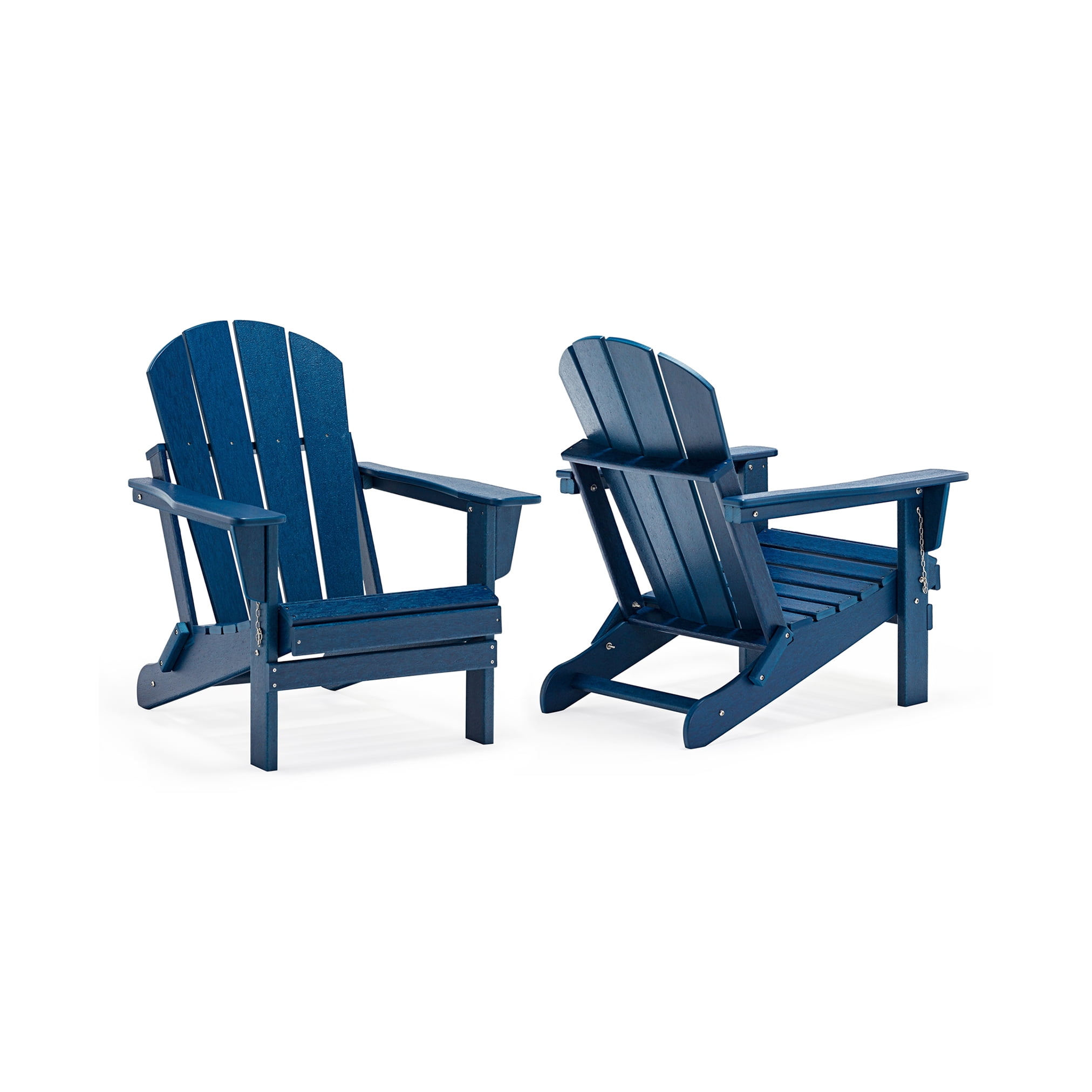 PORCHSIDE Outdoor Folding Adirondack Chair (Set of 2) for Garden Patio, Navy Blue