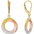 thumbnail image 1 of PORI JEWELERS 14K 3-TONE CIRCLE DANGLE LEVERBACK EARRINGS for You, Gold Stud Earrings for Women, Gold Jewelry to Gift on Occasion, Perfect Tone Earrings, Earrings Made with Purest Gold, 1 of 4