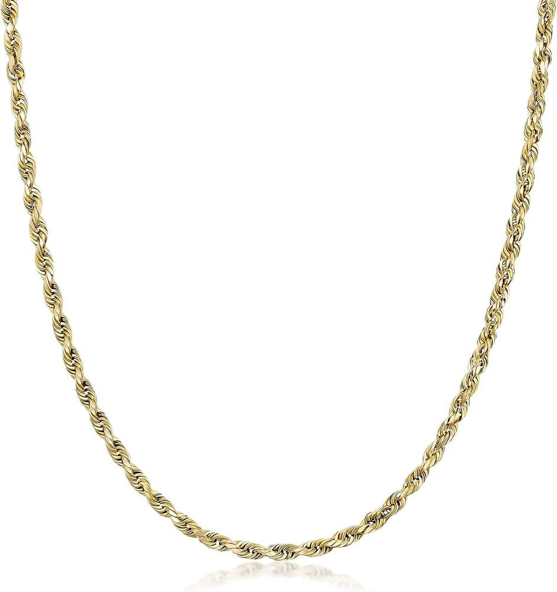 PORI JEWELERS 14K Yellow Gold 1.5MM, 2MM, 2.5MM, 3MM, 4MM, or 5MM Diamond Cut Rope Chain Necklace - Sizes 16" -30" - Adult - Unisex