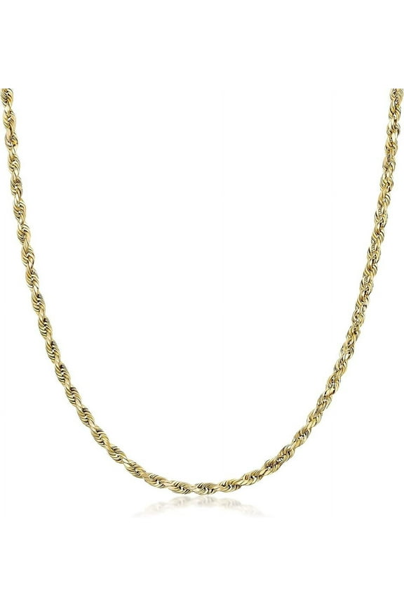 14K Yellow Gold 1.5MM, 2MM, 2.5MM, 3MM, 4MM, or 5MM Diamond Cut Rope Chain Necklace - Sizes 16" -30" - Adult