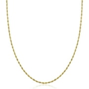 PORI JEWELERS 14K Yellow Gold 1.5MM, 2MM, 2.5MM, 3MM, 4MM, or 5MM Hollow Diamond Cut Rope Chain Necklace - Sizes 16" -30"