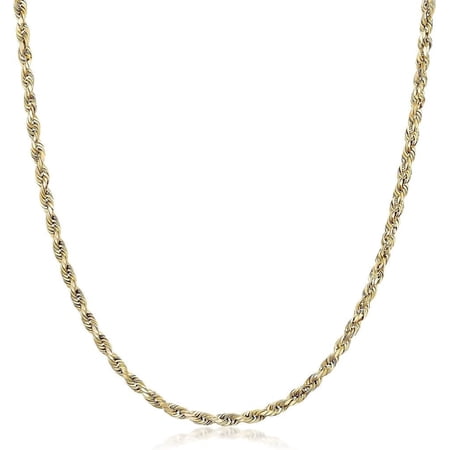 PORI JEWELERS 14K Gold Diamond-Cut Rope Chain Necklace for Adults, 16"–30", Various Widths