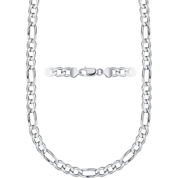 PORI JEWELERS 925 Sterling Silver 2.4mm Figaro Link Chain Necklace - Made In Italy - Lobster Claw Closure