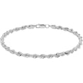 thumbnail image 1 of PORI JEWELERS 925 Sterling Silver 2.5mm Rope Chain Anklet - Available in Silver or Yellow, 1 of 2
