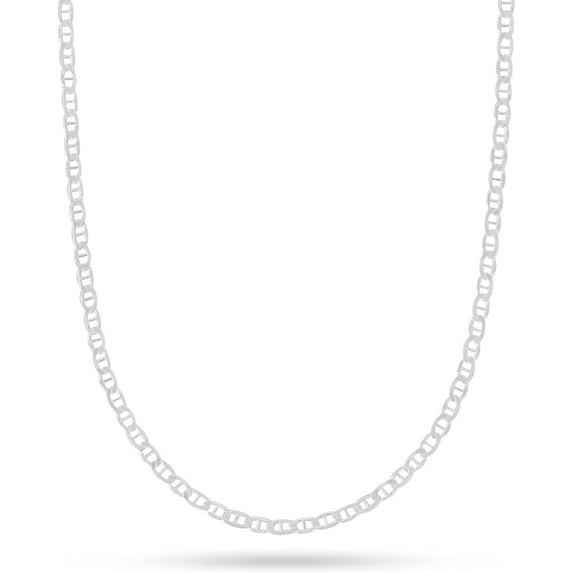 PORI JEWELERS 925 Sterling Silver 2mm, 3mm, 3.5mm, 5.5mm Flat Mariner/Marina Link Chain Necklace