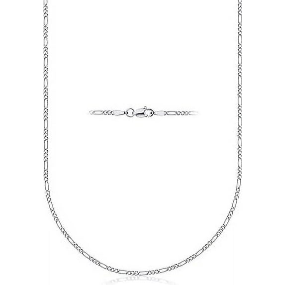 PORI JEWELERS 925 Sterling Silver 2mm Figaro Link Chain Necklace - Made In Italy - Lobster Claw Closure