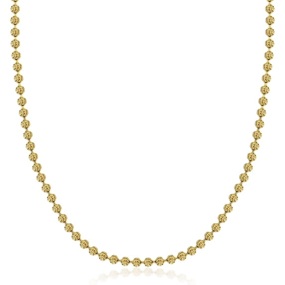 PORI JEWELERS 925 Sterling Silver 3mm, 4mm, 5mm Moon Cut Bead Chain Necklace - Made in Italy - Yellow, Silver