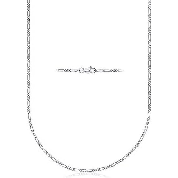 PORI JEWELERS 925 Sterling Silver Figaro Chain Necklace - 3.0MM - Made in Italy - Lobster Claw