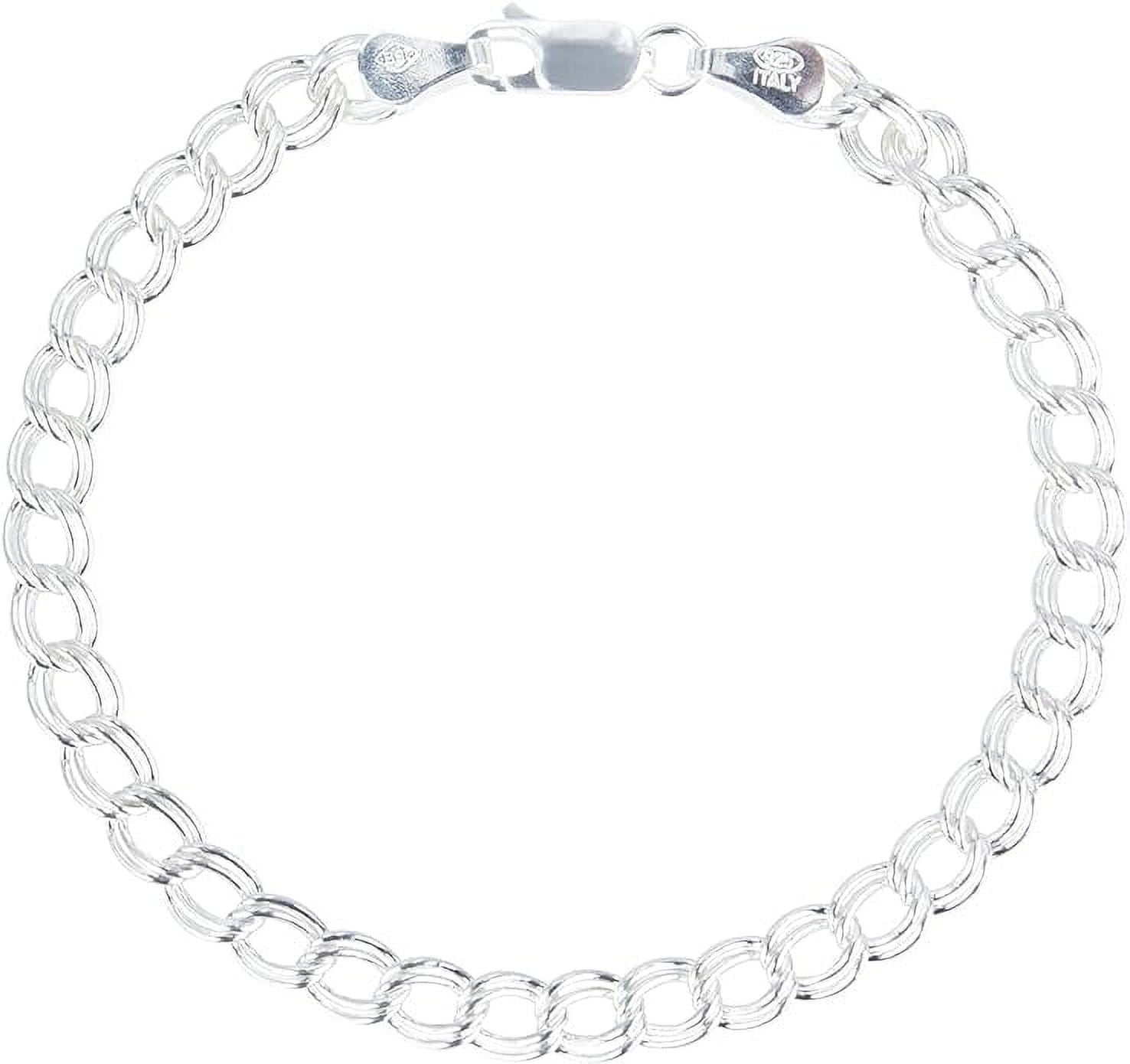 PORI JEWELERS 925 Sterling Silver Italian Charm Link Chain Bracelet for Men and Women