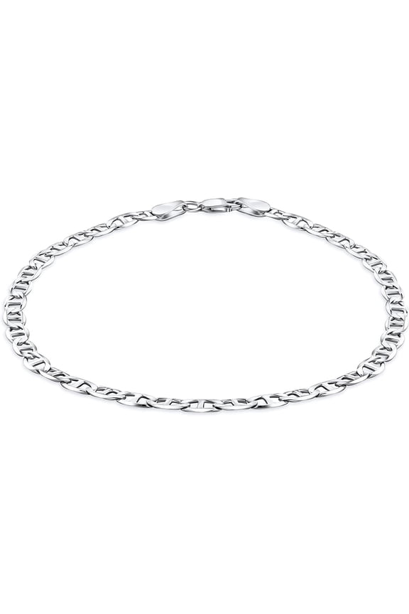 Solid 925 Sterling Silver 4.5Mm Thick Mariner Chain Link Bracelet - Perfect For Small Wrists, Teens, Kids Alike