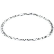 PORI JEWELERS Solid 925 Sterling Silver 4.5Mm Thick Mariner Chain Link Bracelet - Perfect For Small Wrists, Teens, Kids Alike
