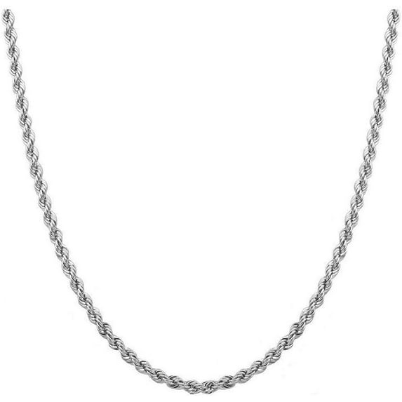 PORI JEWELERS Sterling Silver 2.5mm diamond cut rope chain necklace- Made In Italy
