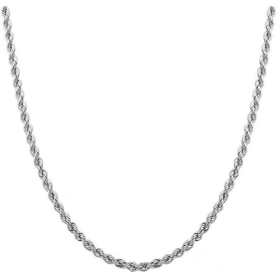 PORI JEWELERS Sterling Silver 5mm diamond cut rope chain necklace- Made In Italy