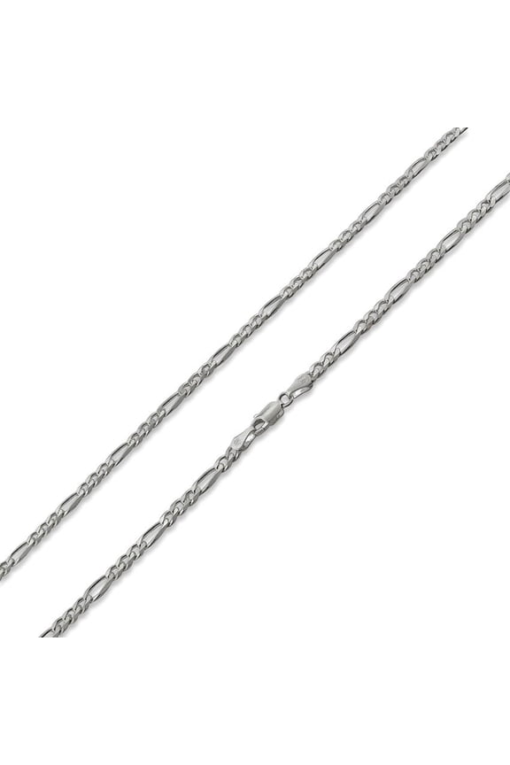 Unisex Adults Sterling Silver 4mm Figaro Chain Necklace, 30-Inch – Polished Finish
