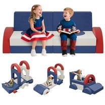 PORKISS 18 PCS Modular Kids Play Couch, Foam Toddler Sofa Couch for Boys Girls, DIY Creativing Modular Kids Sofa, Modern Floor Couch for Playroom, Living Room, Bedroom, Blue