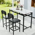 thumbnail image 1 of PORKISS 3 Piece Dining Room Set, Bar Dining Table Set with Storage Rack, Kitchen Table Set with 2 Chairs for Small Spaces, Apartment, Breakfast, Pub, White+Black, 1 of 12