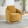 thumbnail image 1 of PORKISS 30.3"W Swivel Barrel Chair with Pillow, Chenille Fabric Upholstered Accent Club Armchair with Metal Swivel Ring, 360 Degree Club Chair, Single Leisure Sofa Chair, Mustard, 1 of 11