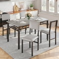 thumbnail image 1 of PORKISS 5-Piece Dining Table Set for 4, Modern Dining Table with 4 PU Leather Chairs, Gray + Black, 1 of 10
