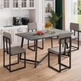 thumbnail image 1 of PORKISS 5 Piece Dining Table Set, Modern Faux Marble Tabletop and 4 PU Leather Upholstered Chairs, Rectangle Kitchen Table and Chairs for 4, Gray + Gray(PU), 1 of 10
