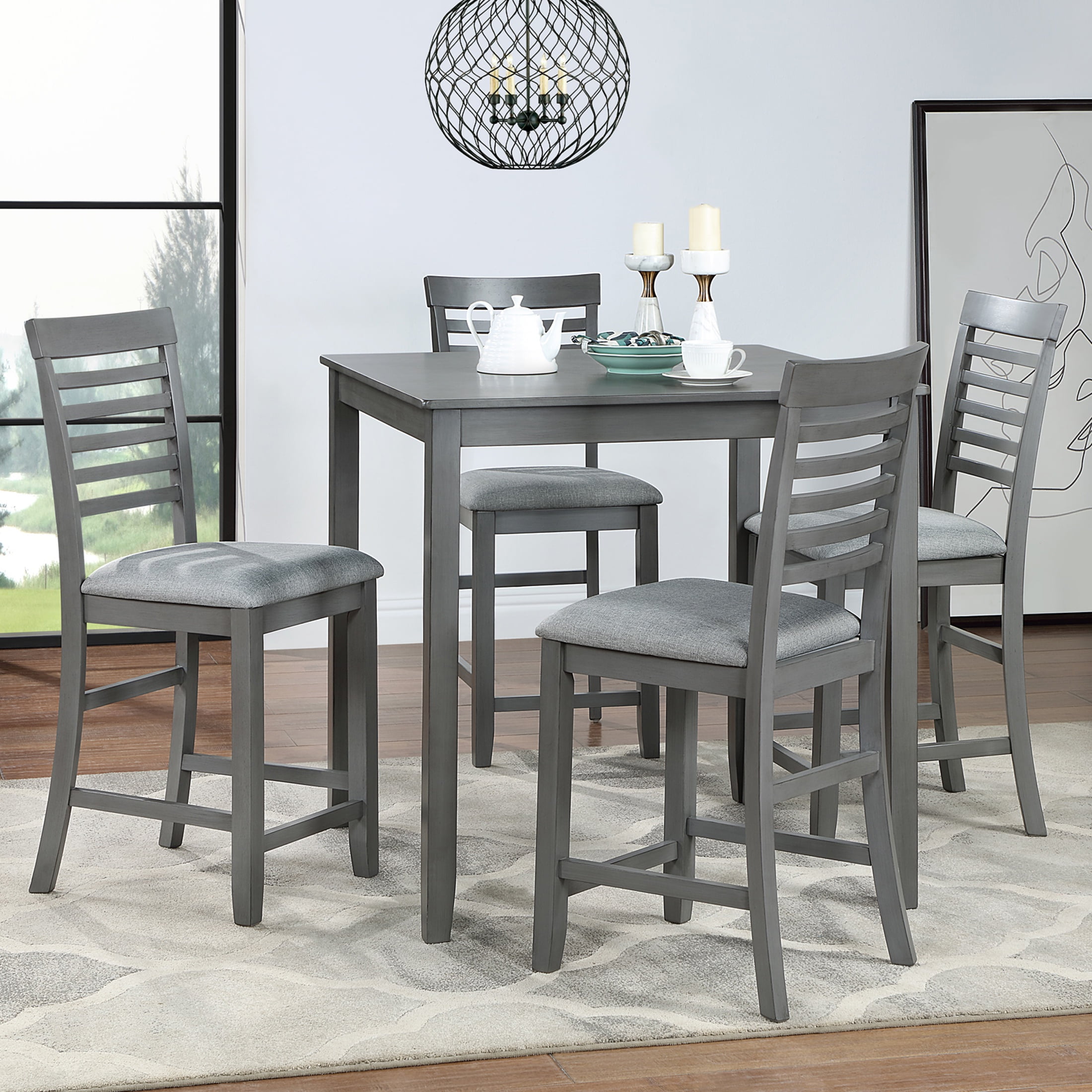 TMS Gino Sturdy 5-Piece Kitchen Dinette Set with Four Chairs