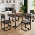 thumbnail image 1 of PORKISS 5 Piece Dining Table and Chair Set, Kitchen Dining Room Table Set with Faux Marble Table PU Leather Chairs, Rectangle Dining Table Set for 4, Dinette Set for Small Space, Brown + Black, 1 of 12