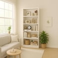 thumbnail image 1 of Paproos 5 Tier Bookshelf, 70.9”H Tall Floor Standing Open Bookshelf with Anti-Tipping Device, Modern Wood Book Shelf, 5 Shelf Bookcase for Home Office, Living Room, Bedroom, White, 1 of 9