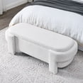 thumbnail image 1 of PORKISS 51” Storage Ottoman Bench, Linen Upholstered Long Storage Bench with Large Storage Space, Modern Foam End of Bed Seat for Living Room, Bedroom, Entryway, White, 1 of 10