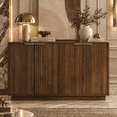 thumbnail image 1 of PORKISS 55.1" Fluted Sideboard, Modern Wood Buffet Cabinet with Storage, Accent Cabinet with Adjustable Shelves for Dining Room, Living Room & Entryway, Walnut, 1 of 8