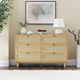 thumbnail image 1 of PORKISS 6 Drawer Dresser, Wooden Storage Dresser with Drawers for Bedroom, Living Room, Hallway, Natural Wood, 1 of 12