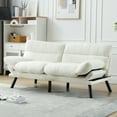 thumbnail image 1 of PORKISS 70.08" Futon Sofa Bed, Arm Sofa Couch with Adjustable Backrest & Armrests, Comfy Loveseat for Small Spaces Apartment, Modern Fabric Convertible Sleeper Sofa, Teddy Fabric, White, 1 of 10