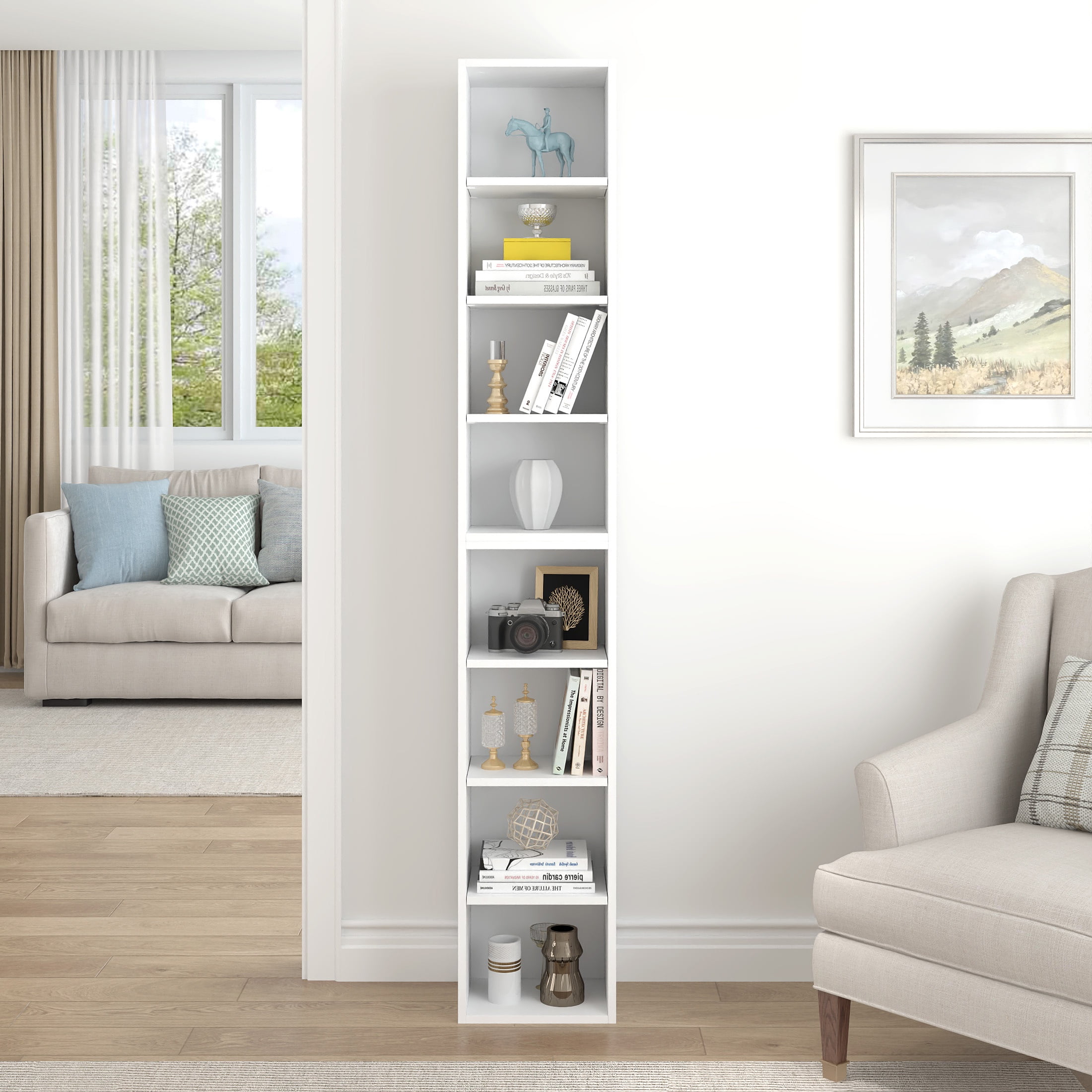 PORKISS-8-Tier-White-Bookshelf