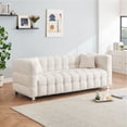 thumbnail image 1 of PORKISS 80" Sofa Couch for Living Room, Comfy Teddy Fleece Extra Deep Seat Couches with 2 Comfortable Pillows, Beige, 1 of 8