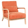 thumbnail image 1 of PAPROOS Mid Century Modern Accent Chair with Arms, Upholstered Reading Chair with Solid Rubberwood Frame, Lumbar Pillow and Thick Cushion for Living Room Bedroom, Orange, 1 of 9