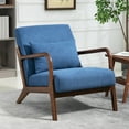 thumbnail image 1 of PORKISS Mid-Century Accent Chair, Velvet Upholstered Arm Chair with Wood Frame and Waist Cushion, Modern Armchair, Reading Chair for Living Room, Bedroom, Sunroom,Blue, 1 of 11