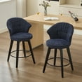 thumbnail image 1 of PORKISS Bar Stools Set of 2, Chenille Upholstered Swivel Counter Stools with Wide Backrest, Modern 360° Swivel Barstools for Bar, Kitchen Island, Dining Room, Blue, 1 of 11